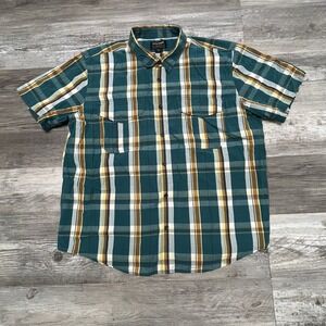 CC Filson Work‎ Shirt Mens 2XL Multicolor Plaid Short Sleeve Button Up Flap Pock